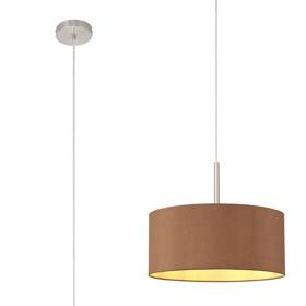 DK0290  Baymont 40cm Pendant 1 Light Satin Nickel, Raw Cocoa/Grecian Bronze